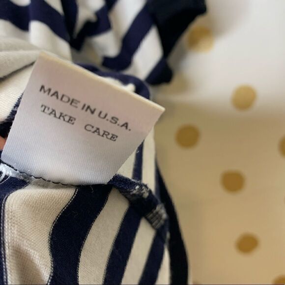 Harvey Faircloth Navy Striped Ruffle Top L - Picture 4 of 6